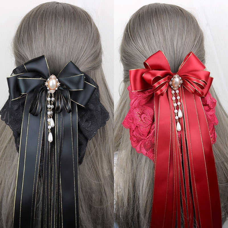 Lace Flower Bow Hair Clip SE23008