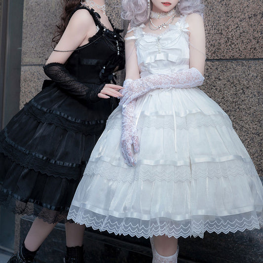 Lace Flower Bow Sling Dress SE23173