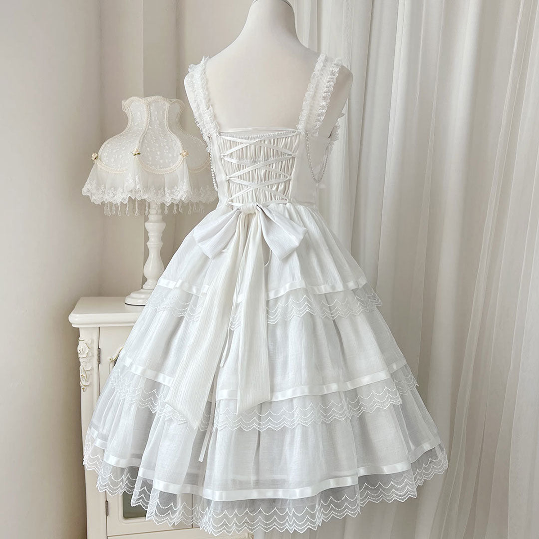 Lace Flower Bow Sling Dress SE23173