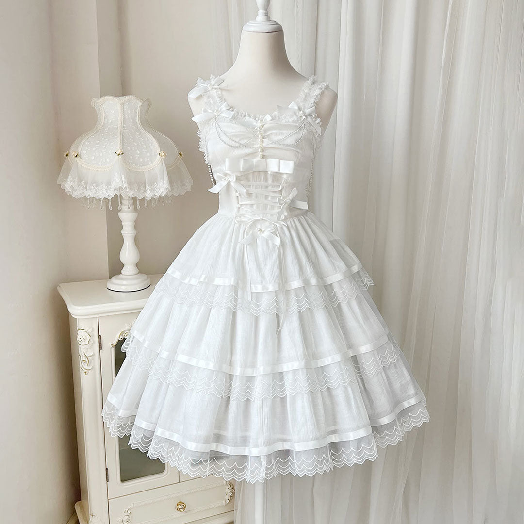 Lace Flower Bow Sling Dress SE23173