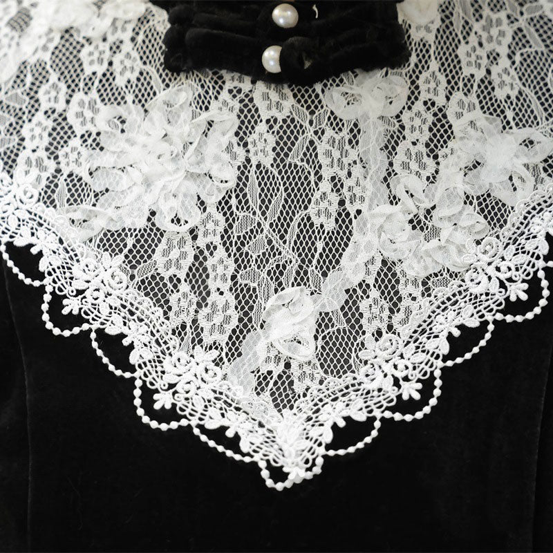 Lace Flower Elegant Black Dress SE23387