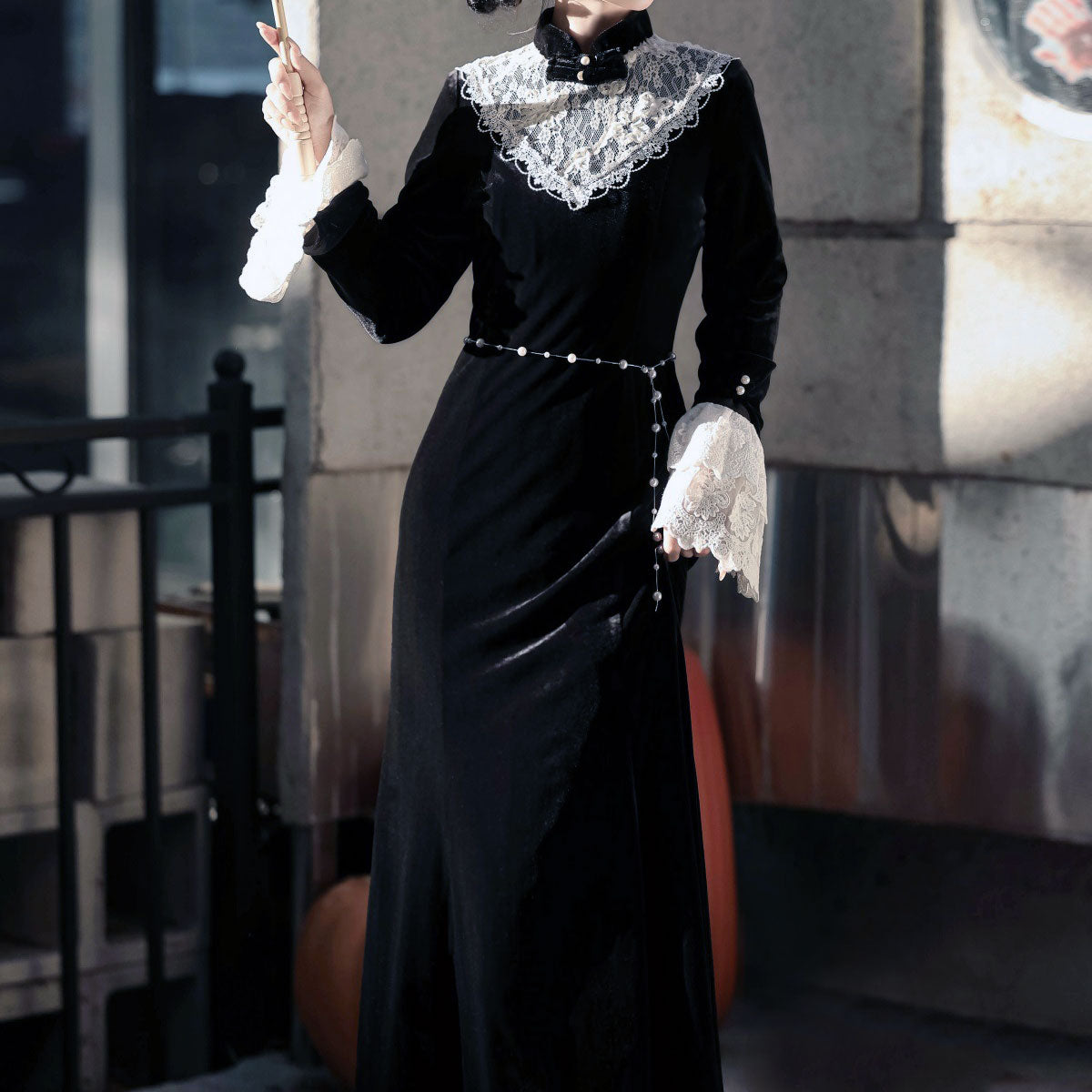 Lace Flower Elegant Black Dress SE23387