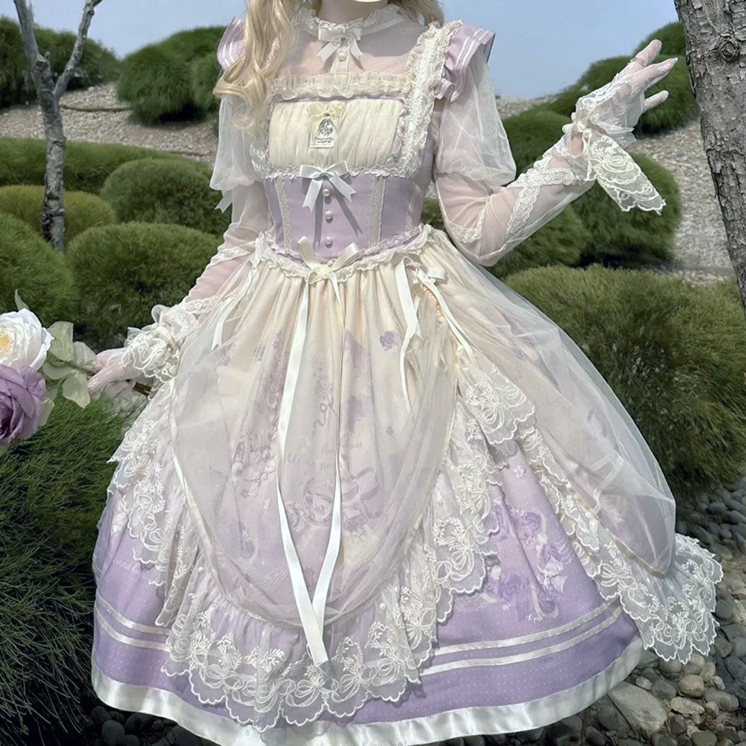 Lace Flower Mesh Suspender Dress SE22988