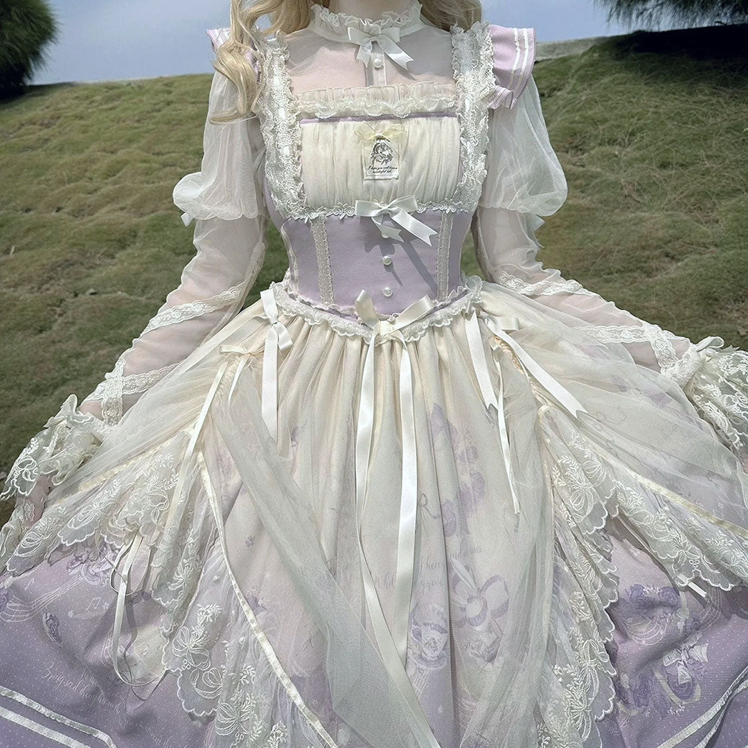 Lace Flower Mesh Suspender Dress SE22988