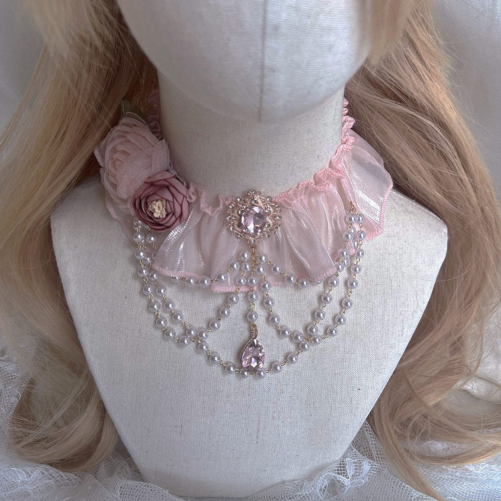 Lace Flower Pearl Necklace SE23617