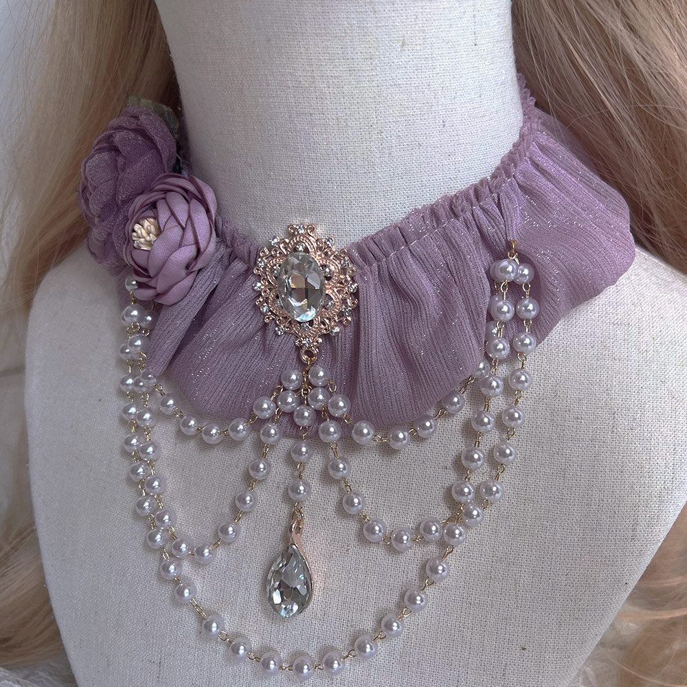 Lace Flower Pearl Necklace SE23617
