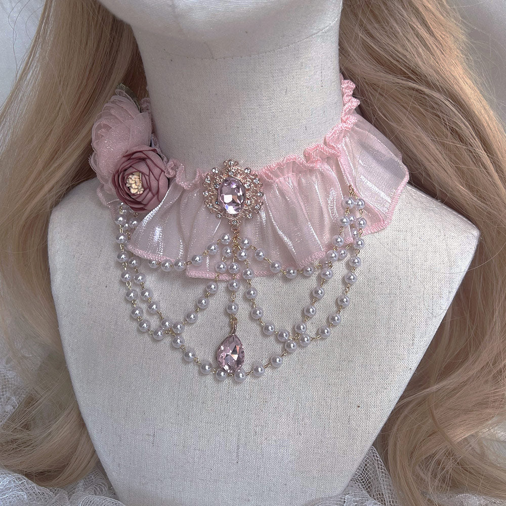 Lace Flower Pearl Necklace SE23617
