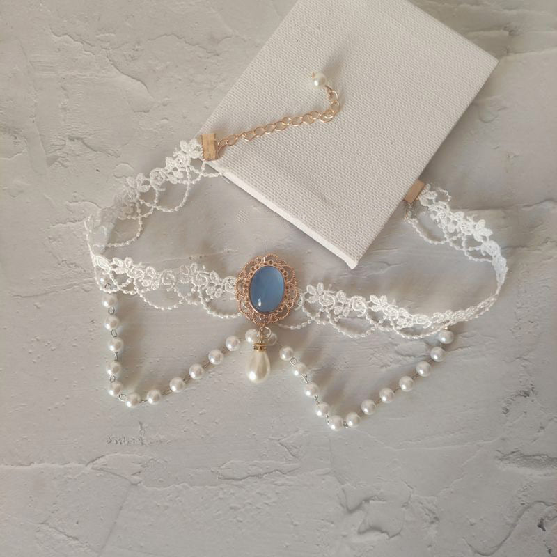 Lace Flower Pearl Necklace SE23622