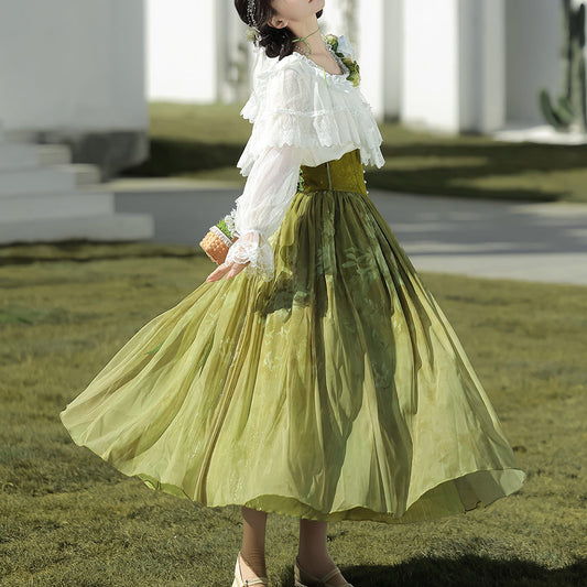 Lace Flower Shirt Skirt Set SE23693