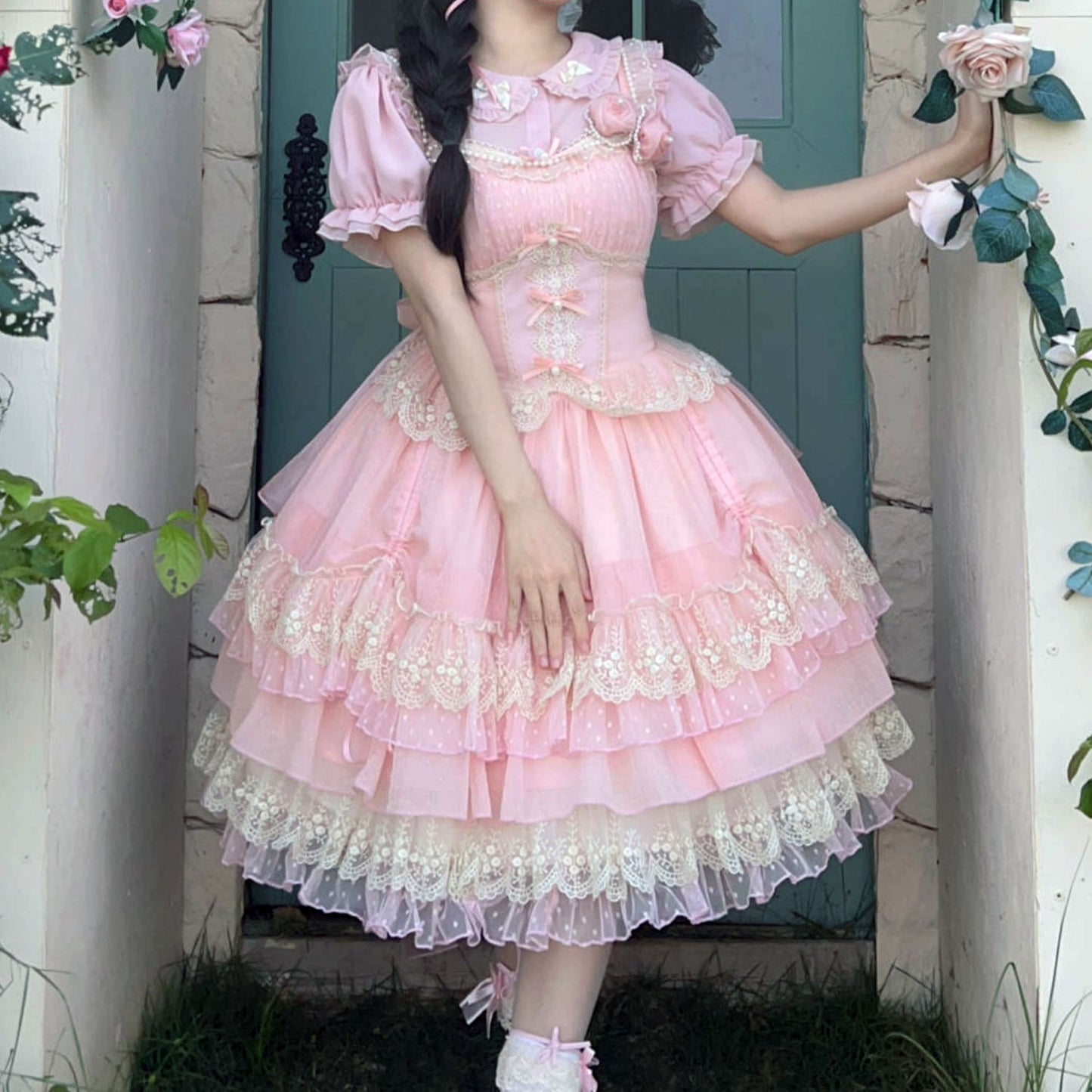 Lace Flower Suspender Dress SE23383