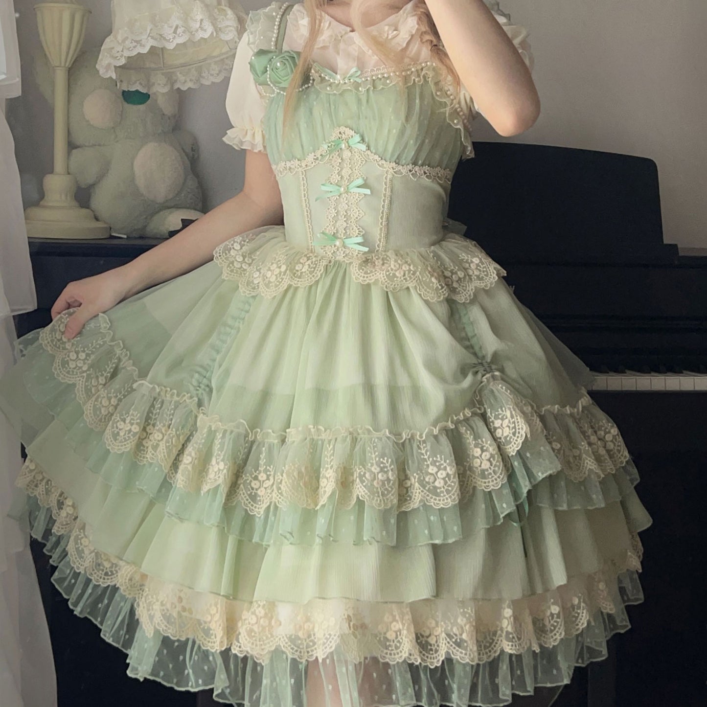 Lace Flower Suspender Dress SE23383