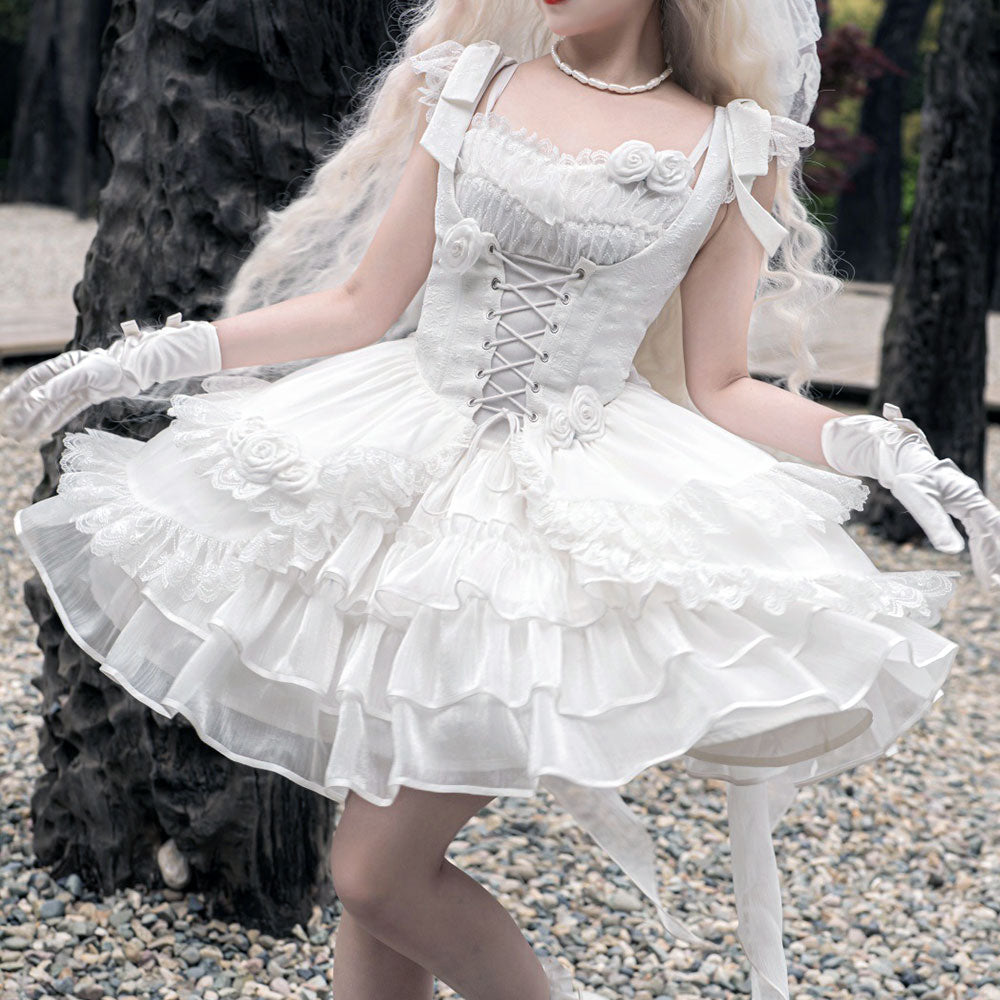 Lace Flower Vest Dress Set SE23151