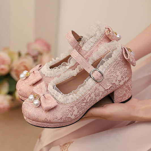 Lace Flower Bow Shoes SE23518