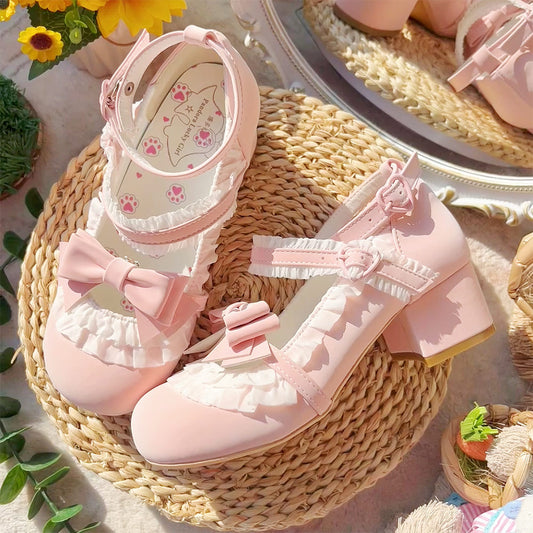 Lace Lolita Bow Shoes SE23623