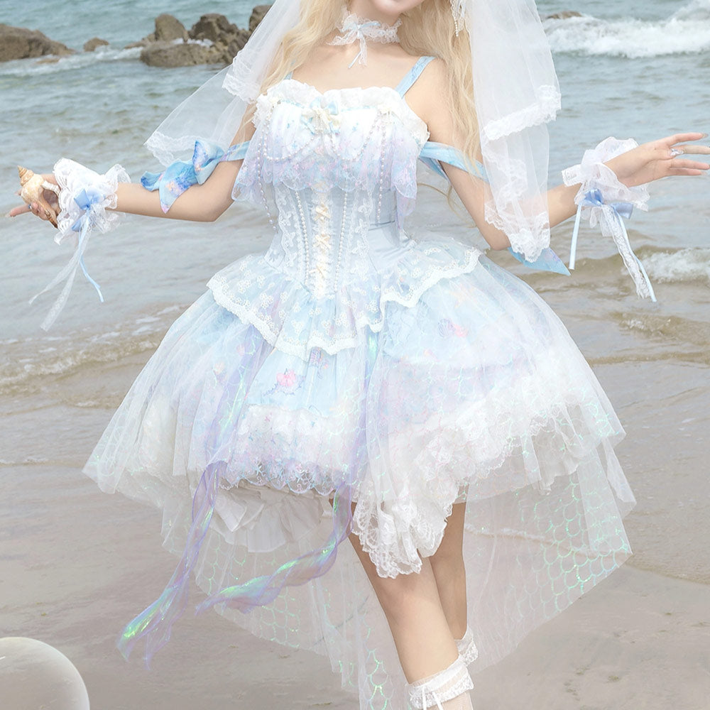 Lace Pearl Flower Bow Dress SE23702