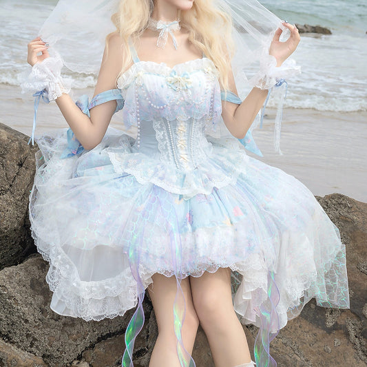 Lace Pearl Flower Bow Dress SE23702