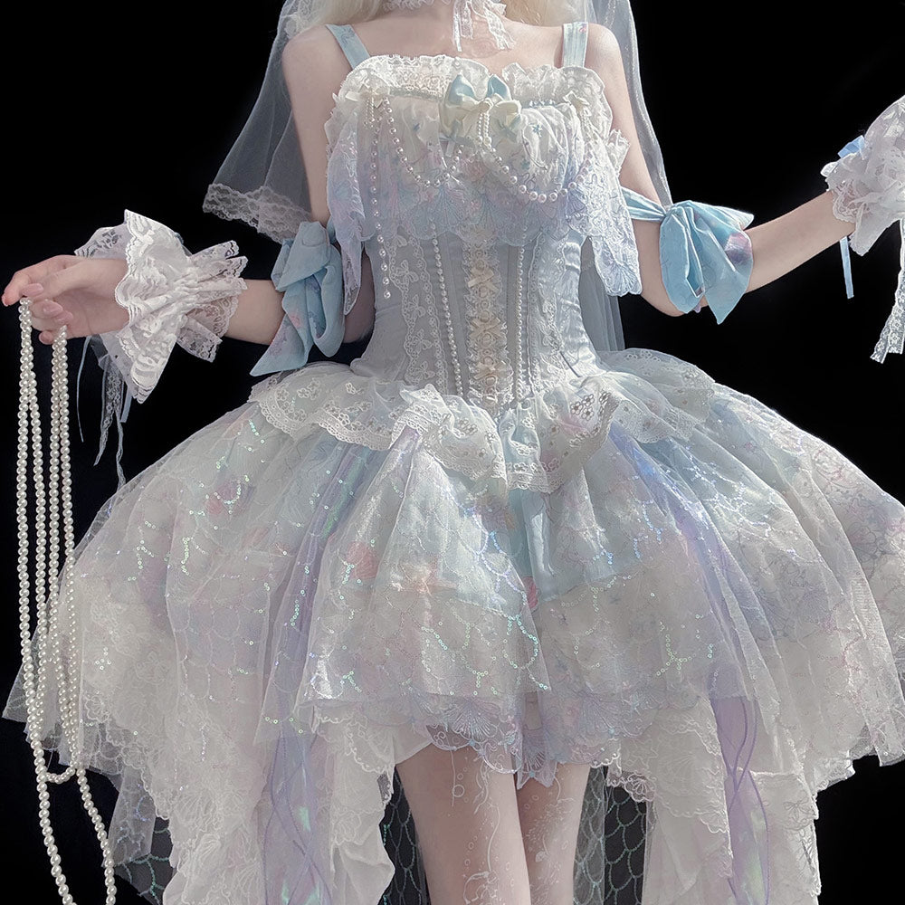 Lace Pearl Flower Bow Dress SE23702