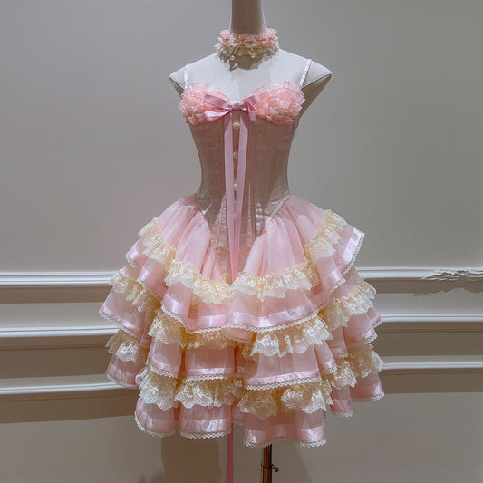 Lace Pink Flower Dress SE23485