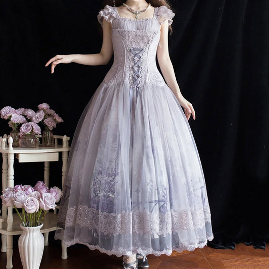 Lace Purple Flower Dress SE23547