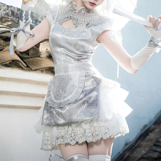 Lace Silver Uniform Dress Set SE23263