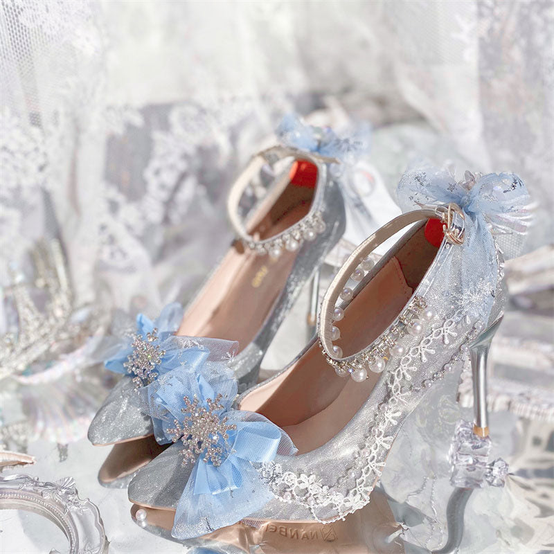 Lace floral bow heels Shoes SE23353