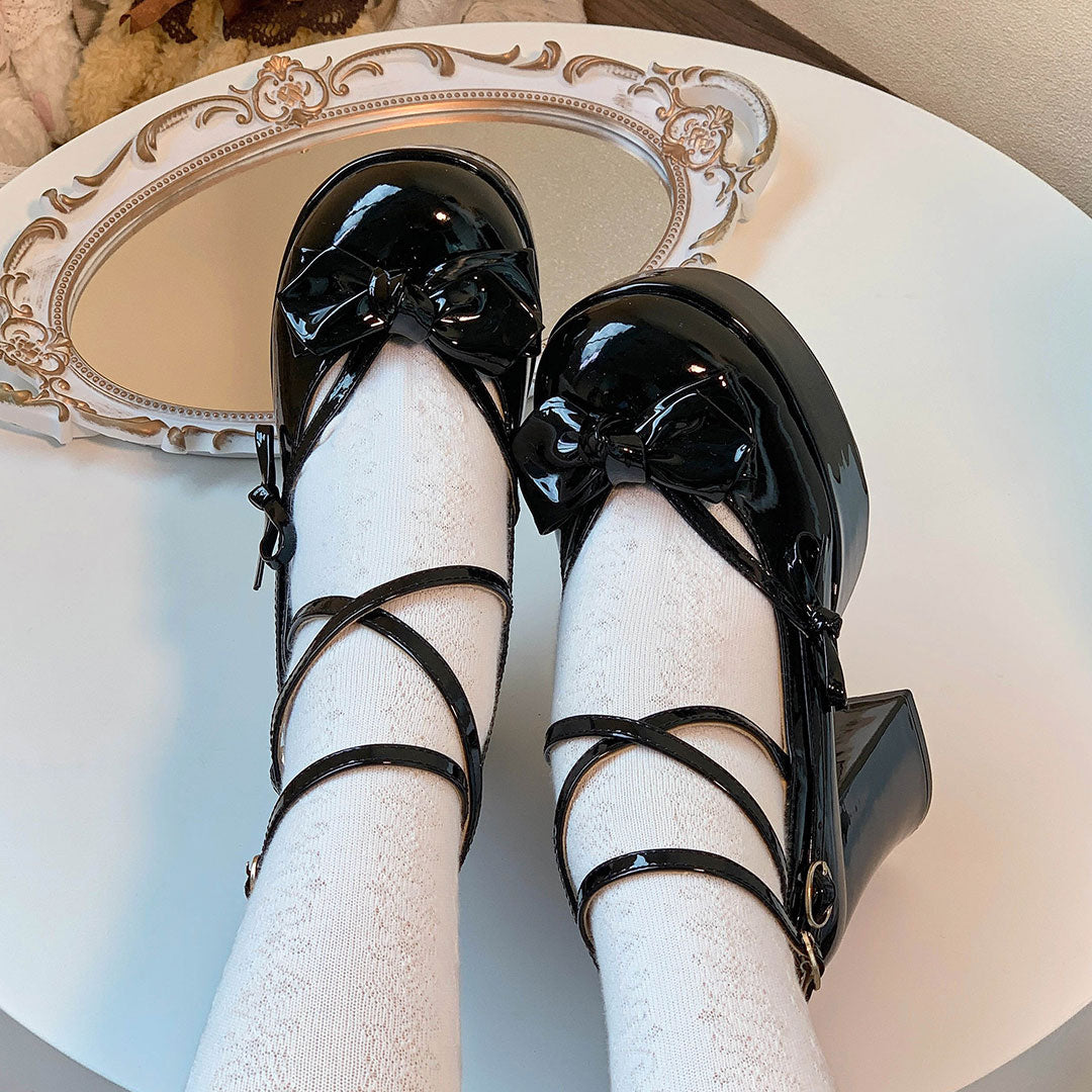 Lolita Bow Platform Heels Shoes SE22767