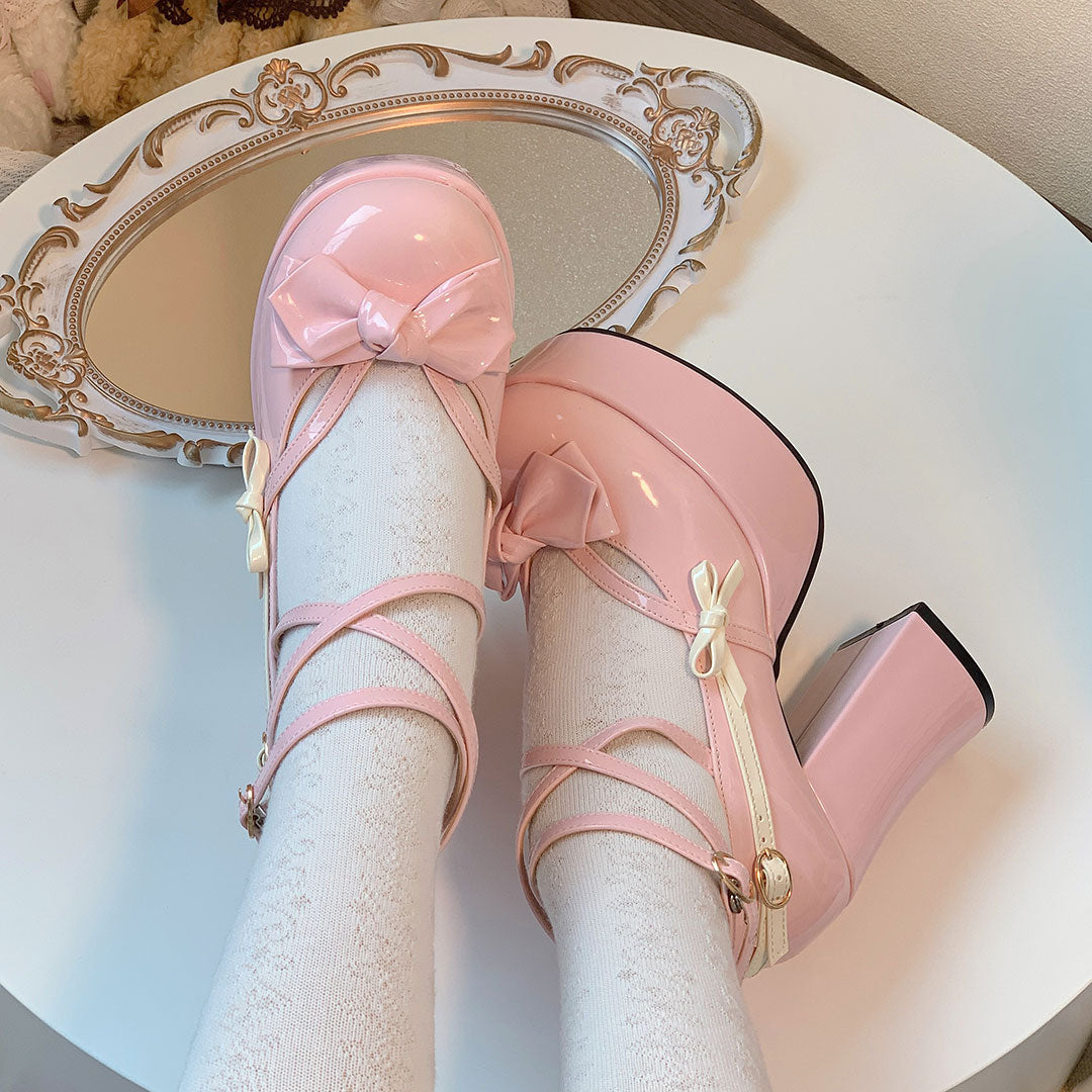 Lolita Bow Platform Heels Shoes SE22767
