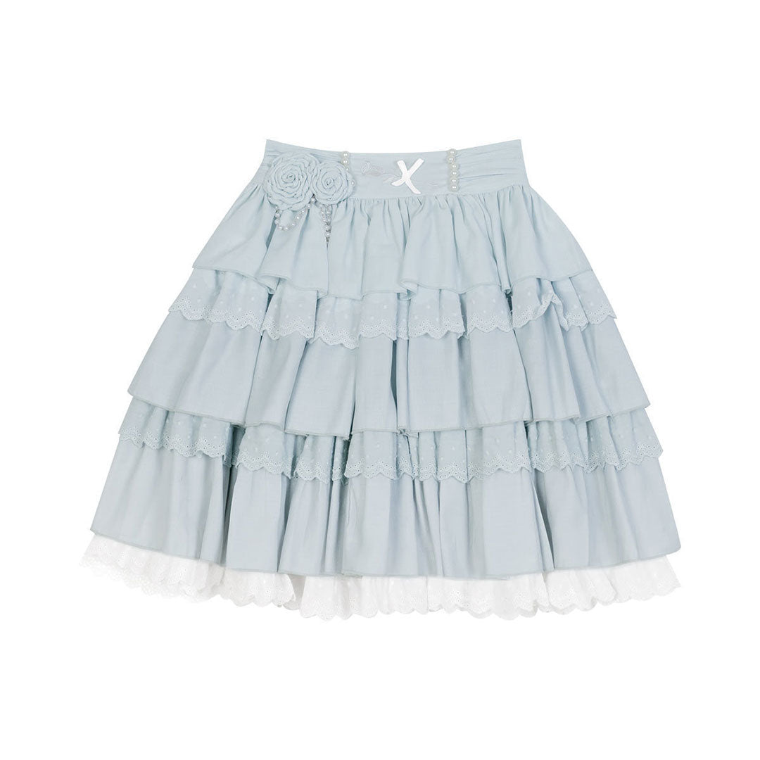 Lolita Bow Shirt Floral Skirt Set SE22893