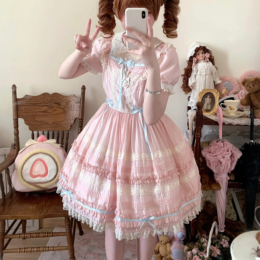 Lolita Lace Bow Flower Dress SE23575