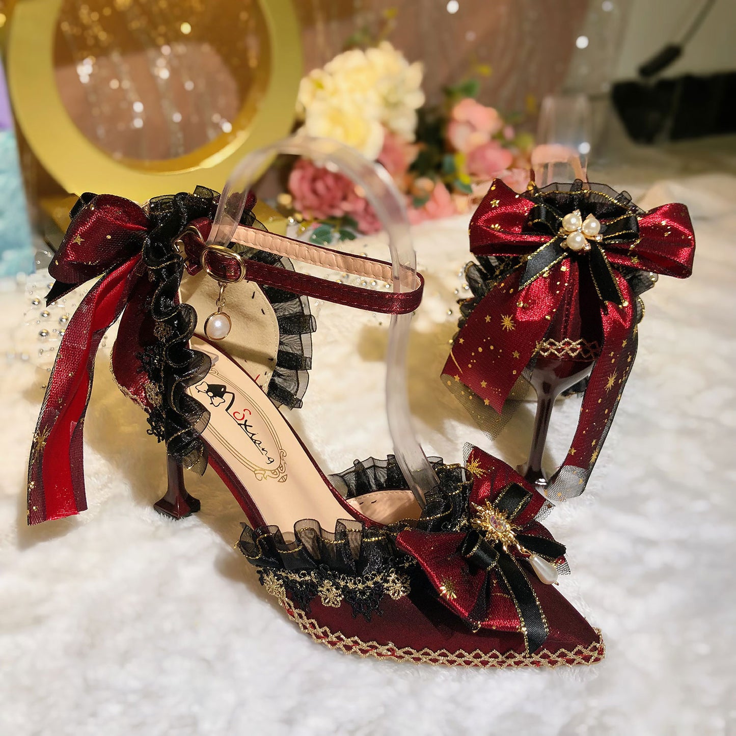 Lolita Lace Bow Heels Shoes SE23364