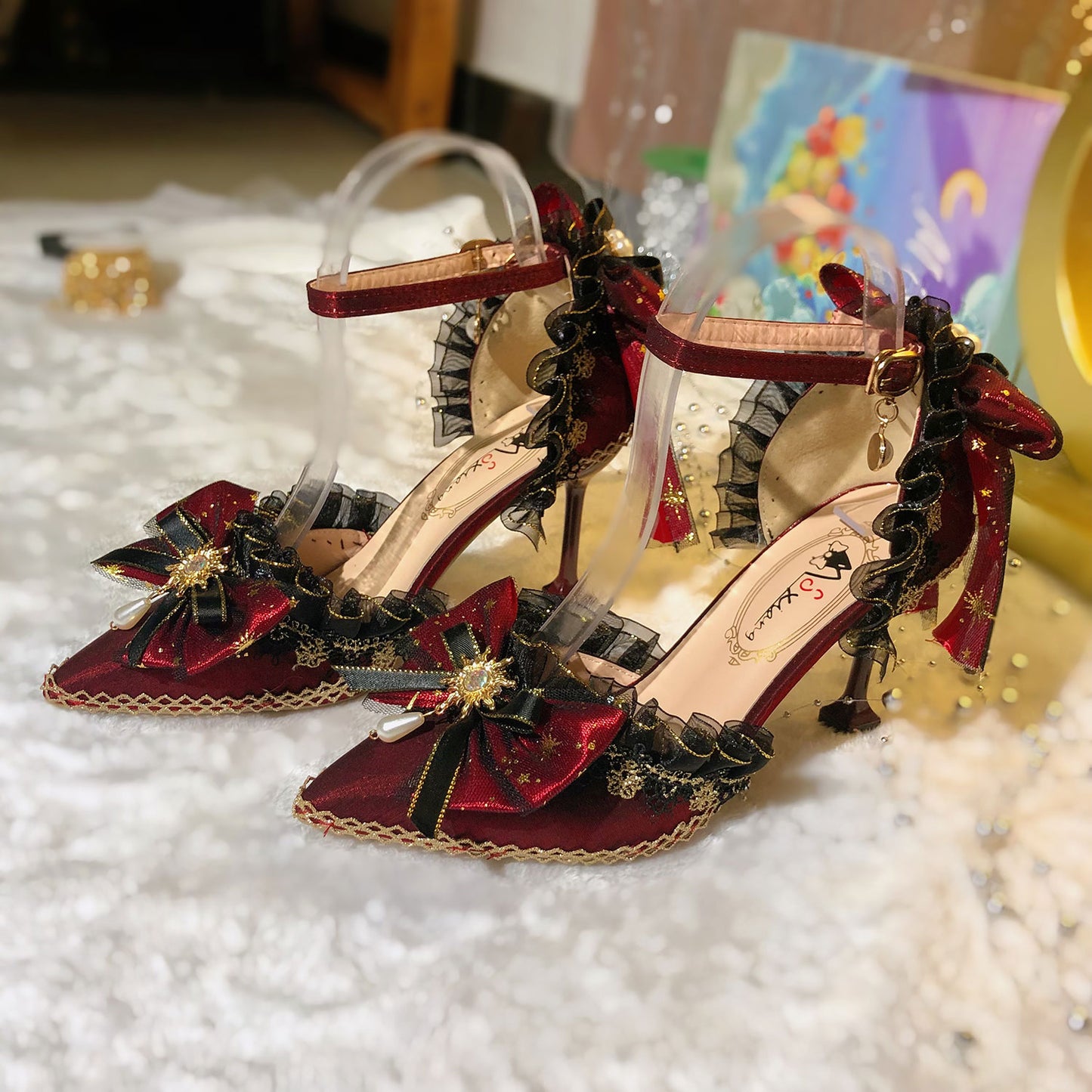 Lolita Lace Bow Heels Shoes SE23364