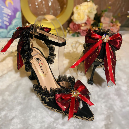 Lolita Lace Bow Heels Shoes SE23364