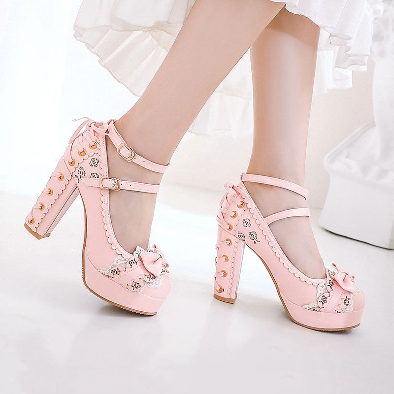 Lolita Platform Bow Lace Shoes SE22811