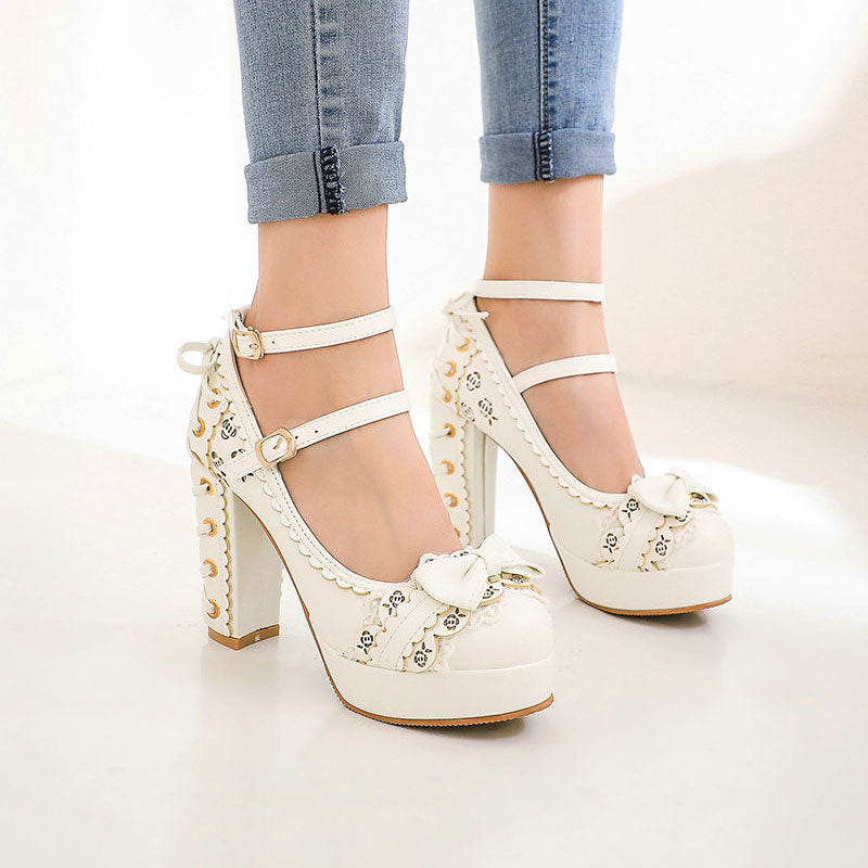 Lolita Platform Bow Lace Shoes SE22811