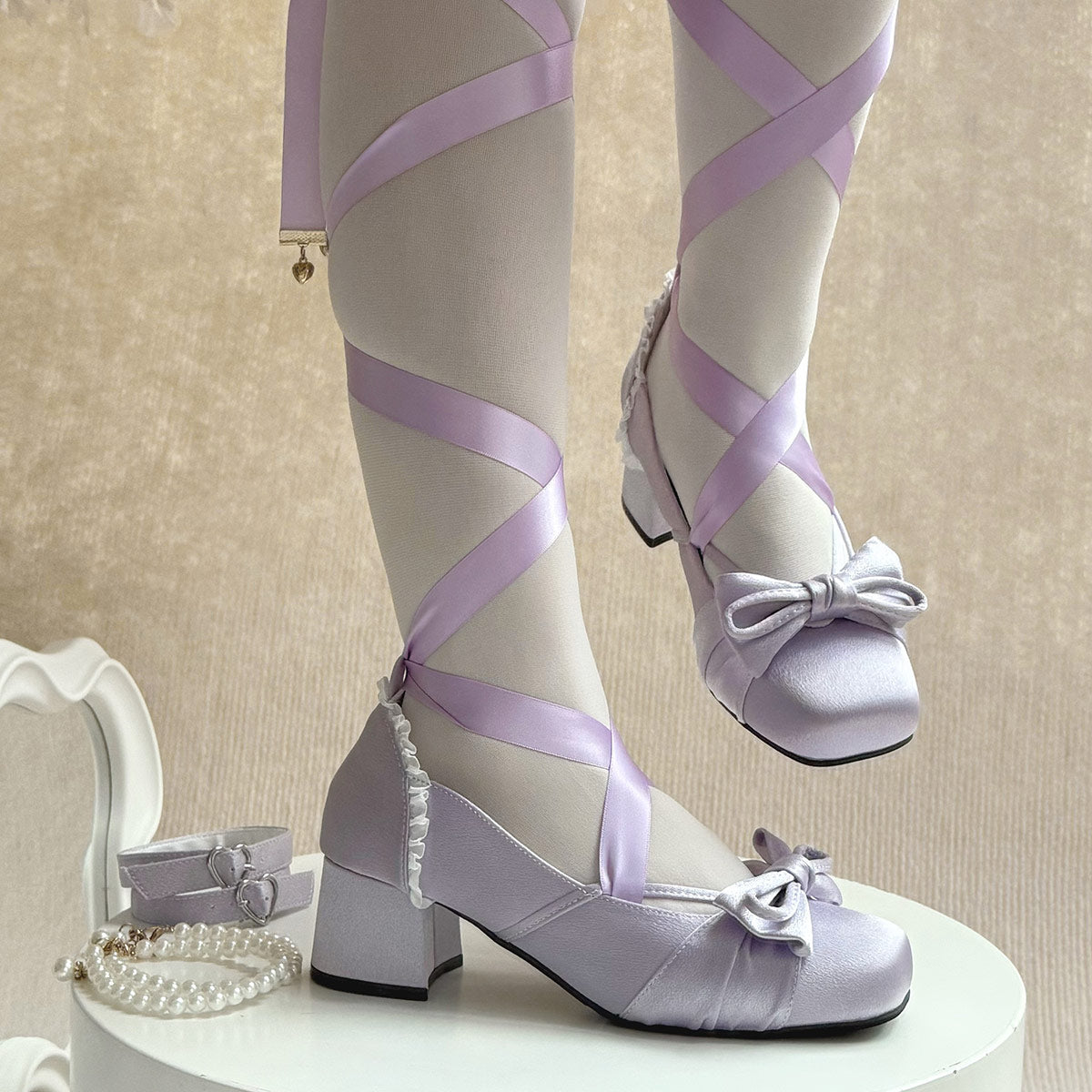 Lolita Purple Bow Shoes SE23595