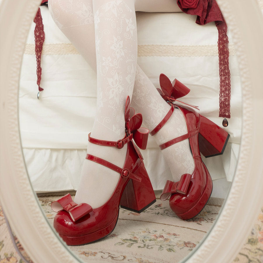 Lolita Rabbit Ear Bow Heels Shoes SE22879