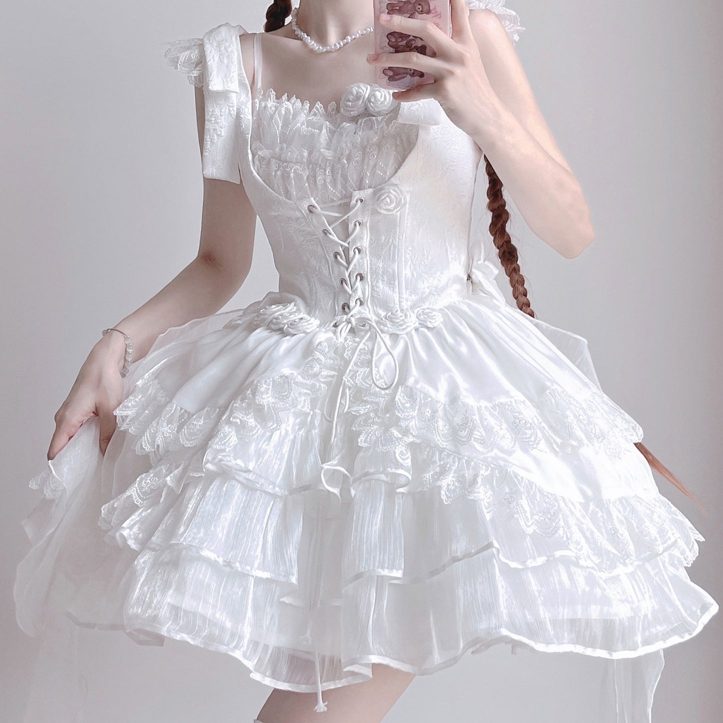 Lolita White Flower Dress Set SE23445