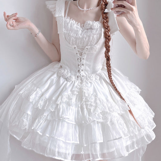 Lolita White Flower Dress Set SE23445