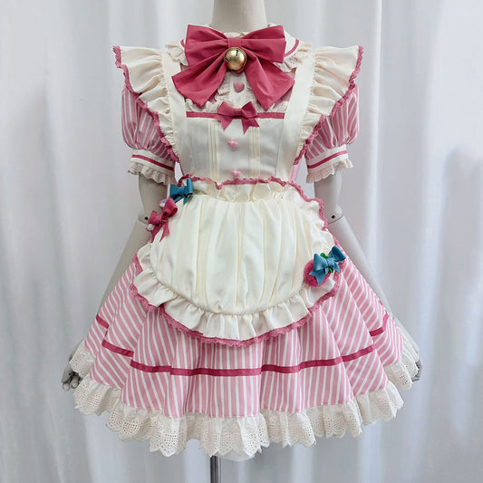 Pink Striped Bow Maid Dress SE23692