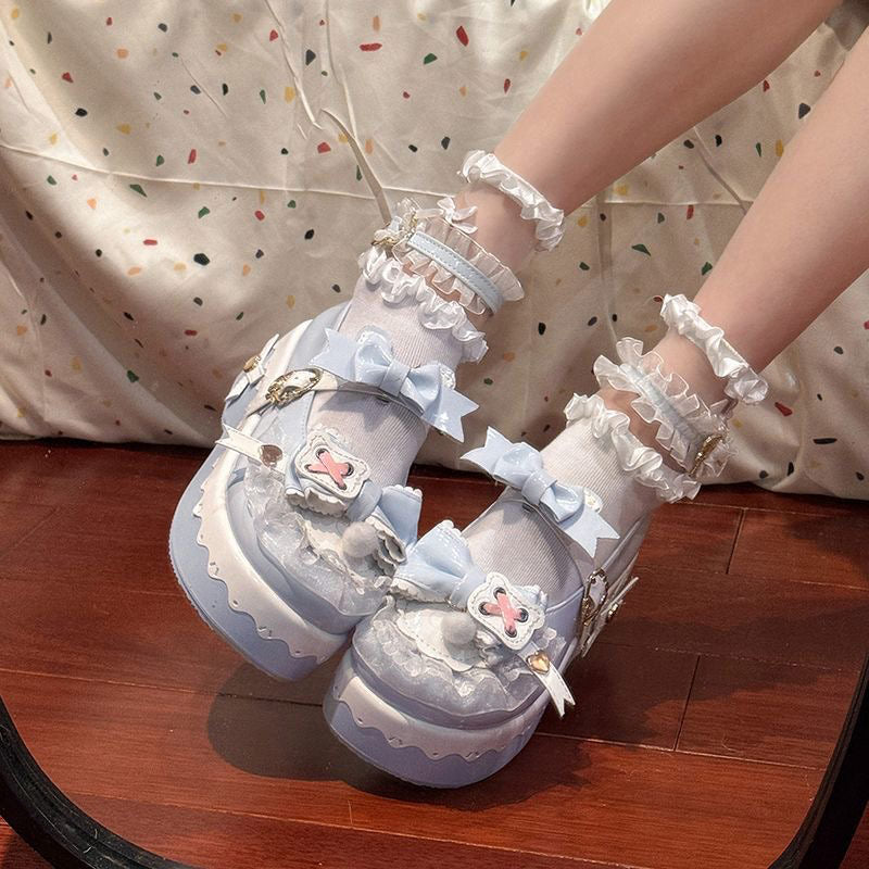 Lace Bow Wedge Shoes SE23554