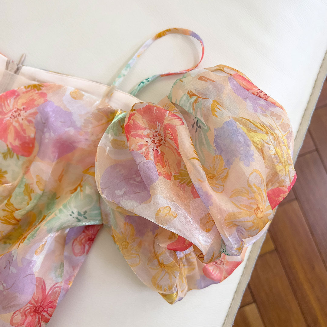 Elegant Chiffon Print Flower Dress SE22835