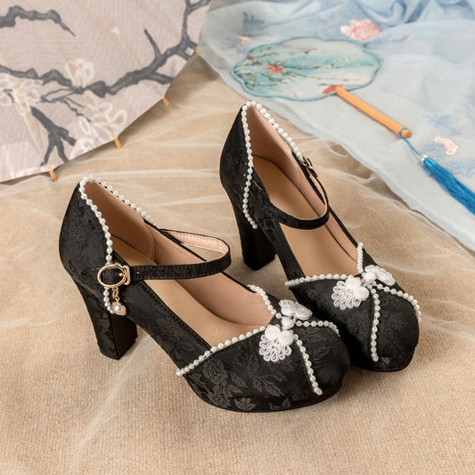 Pearl Flower Heels Shoes SE23530