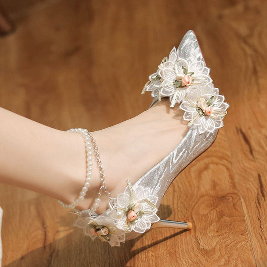 Pearl Flower Heels Shoes SE23696