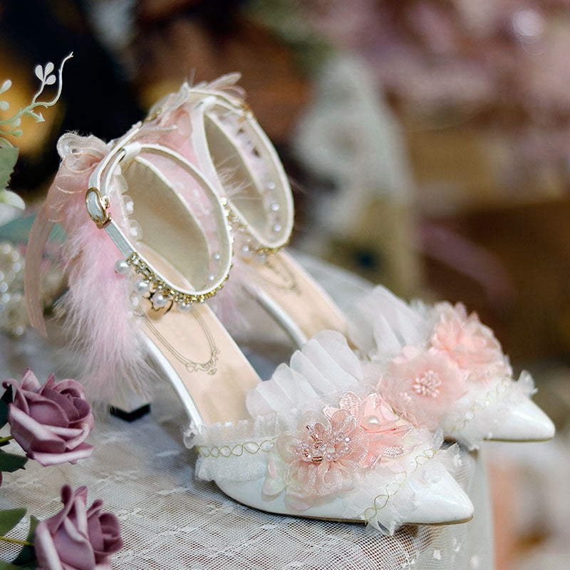 Pink Feather Flower Shoes SE23200