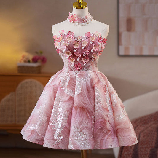 Pink Flower Puffy Dress SE23497
