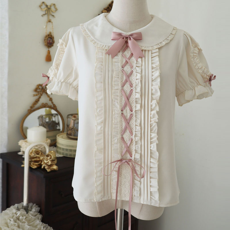 Plaid Bow Skirt Lace Top Set SE22964