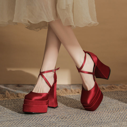 Platform Cross-Strap High Heels SE23723