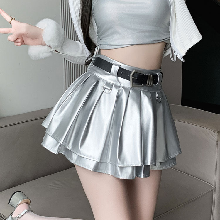 Pu Pleated Skirt SE23272