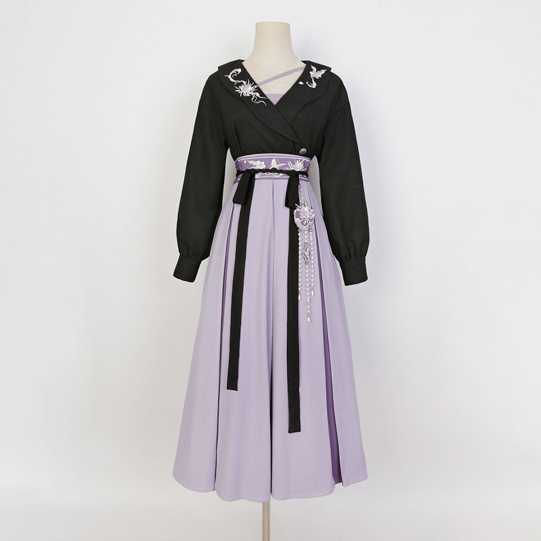 Purple Flower Skirt Blouse Set SE22954