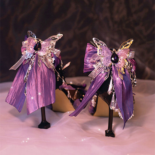 Purple Butterfly Heels Shoes SE23498